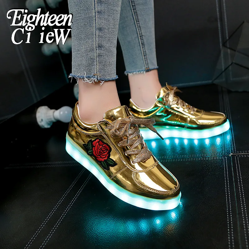 

Женские светящиеся кроссовки с цветочным рисунком, для мальчиков и девочек, 2019