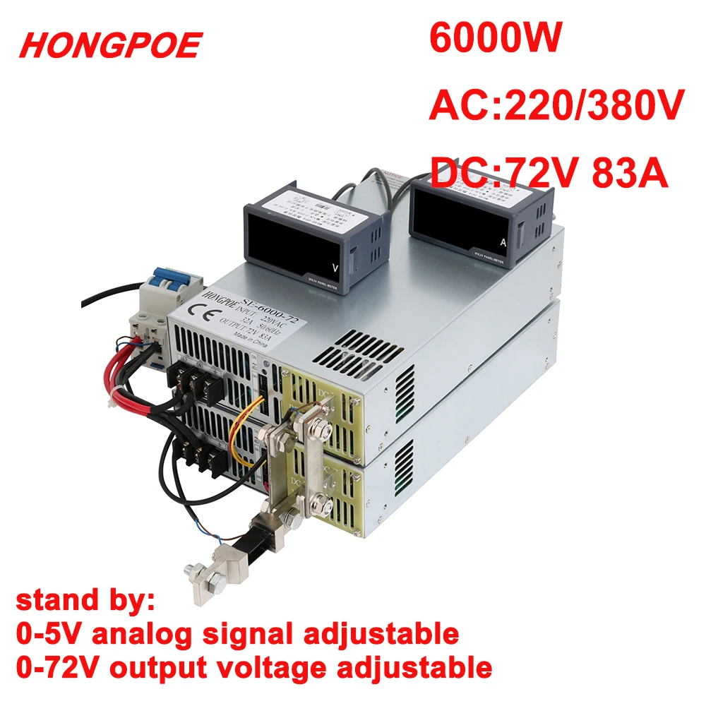 Fonte de Alimentação Controle de Sinal 6000w de Alta Potência Ajustável Analógico 220v Ac-dc 83a Transformador Motor Led 72v 0-72v 0-5v