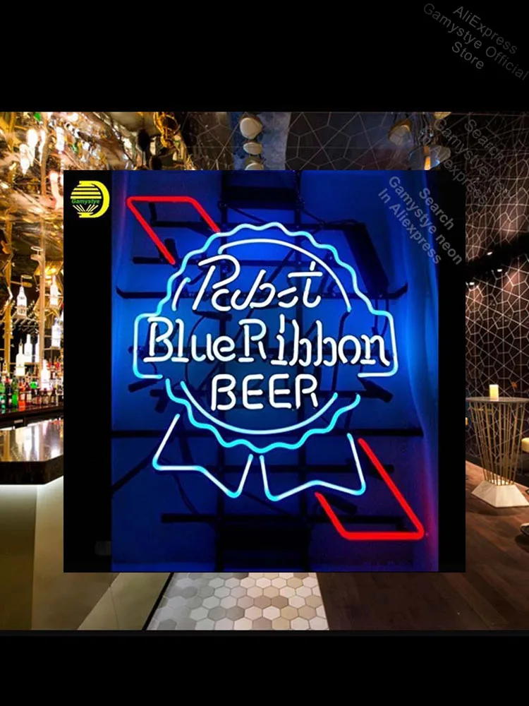 

Neon Sign for Pabs BLUE RIBBO neon bulb Sign Beer Bar PUb Neon lights Sign glass Neon Decoration Shops Display Neon Art Signs