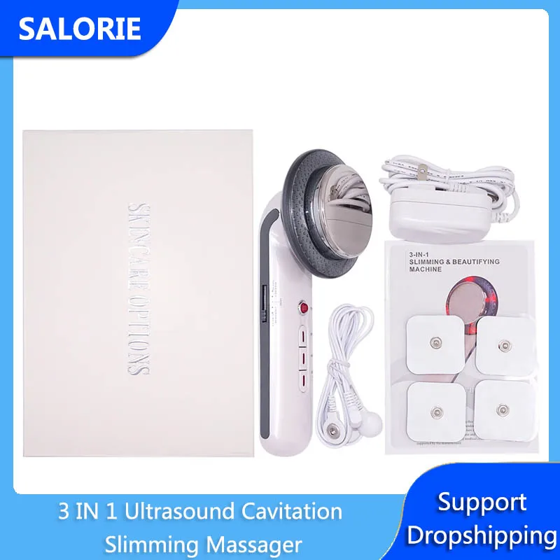 

3 IN 1 Ultrasound Cavitation Slimming Massager Ultrasonic Micro Current EMS Infrared Heat Cellulite Machine Therapy Skin Care