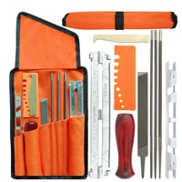 10pcsset professional chainsaw chain sharpening kit tool set hardwood handle roundflat file guide bar file sharpener tools