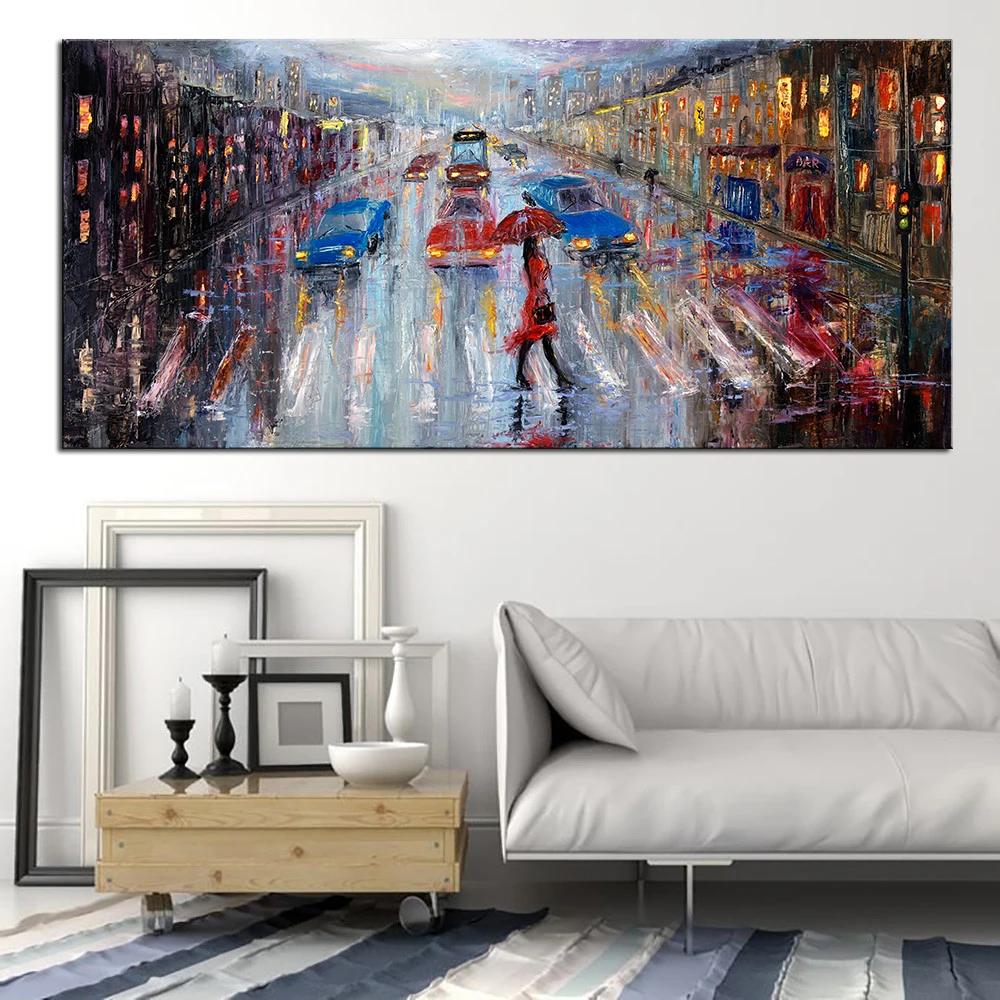 Картина маслом "Современная красивая молодая женщина в красном" в большом размере для гостиной DPXC-6.