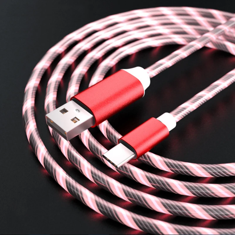 

USB Cable Flowing Light LED For Xiaomi 11 10T M3 F1 A1 A2 8 T Lite 9 9T Pro 10 Redmi K20 K30 Huawei 7A 8A 7C PRO 7S iPhone Cable