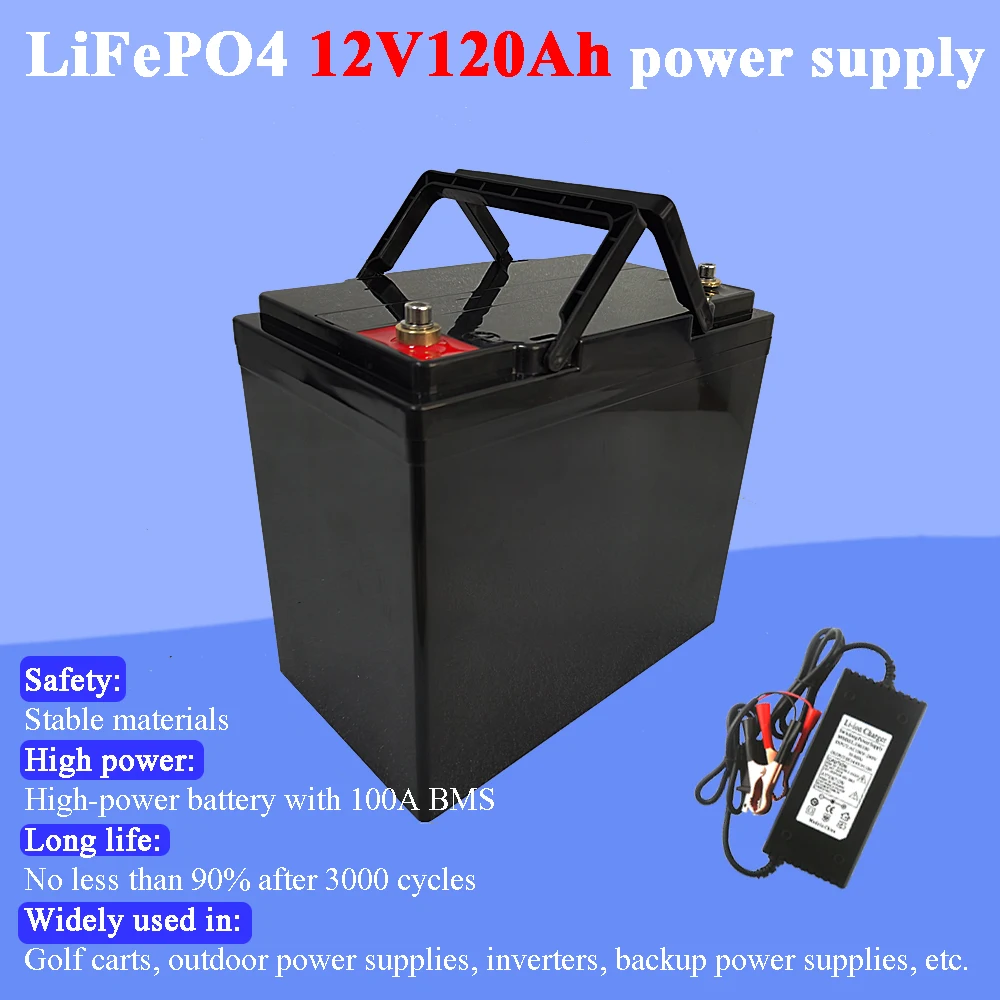 

Land Voyager 12.8v 120AH lifepo4 battery with 100A BMS 12V 120Ah battery for go cart UPS Household appliances Inverter 14.6V 10A