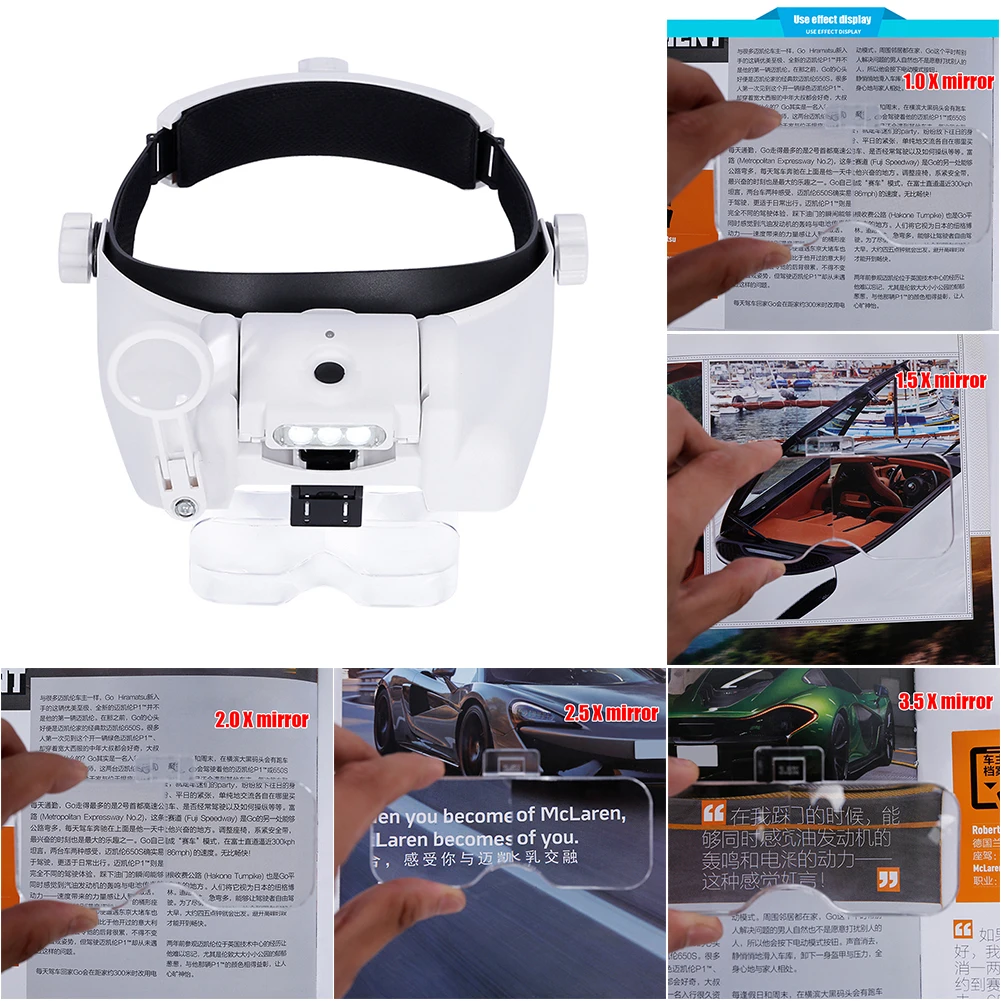 Многофункциональная Лупа светодиодный Ной повязкой Ремонтное увеличительное