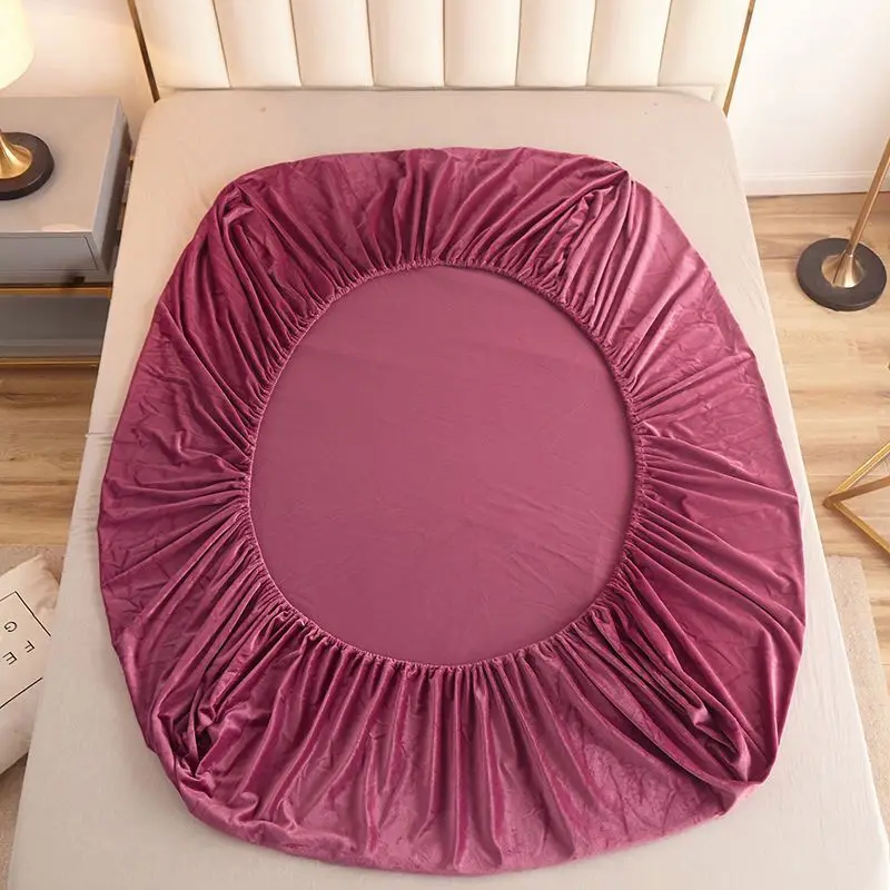 

Soft Fitted sheet With Elastic Band solid Bed Sets Cover-Wrinkle Abrasion Resistant Winter Warm Bedcover (Including pillowcase)