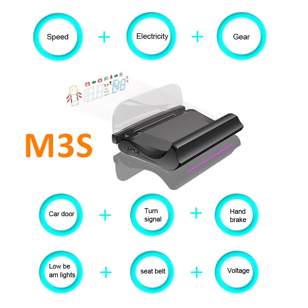 

Car Head-up Display Reflection Multifunctional Speed Projector Security alarm overspeed temperature RPM Voltage For Tesla Mode 3