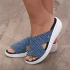 Шлепанцы женские летние на мягкой подошве, удобные сланцы, повседневная обувь на танкетке, бриллиантовые сандалии, 2021