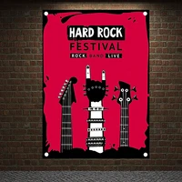 rock and roll stickers band posters banner flag music training background wall painting piano musical instrument store decor u