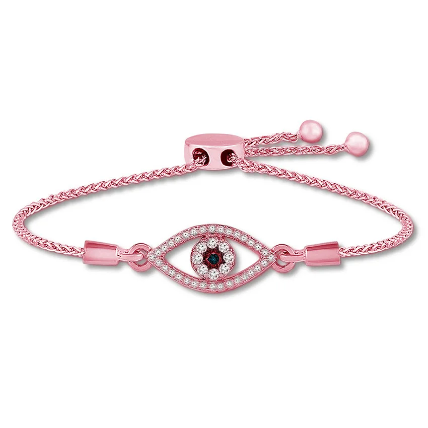 Богемный браслет с изображением сглаза розовое золото 2021 пробы Регулируемый