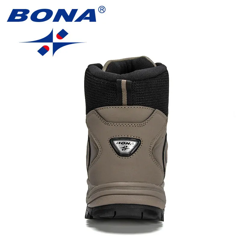 BONA 2022 New Designers Winter Ankle Outdoor Action Leather Boots Men Hiking Shoes Trekking Boots Man High Top Plush Snow Boots