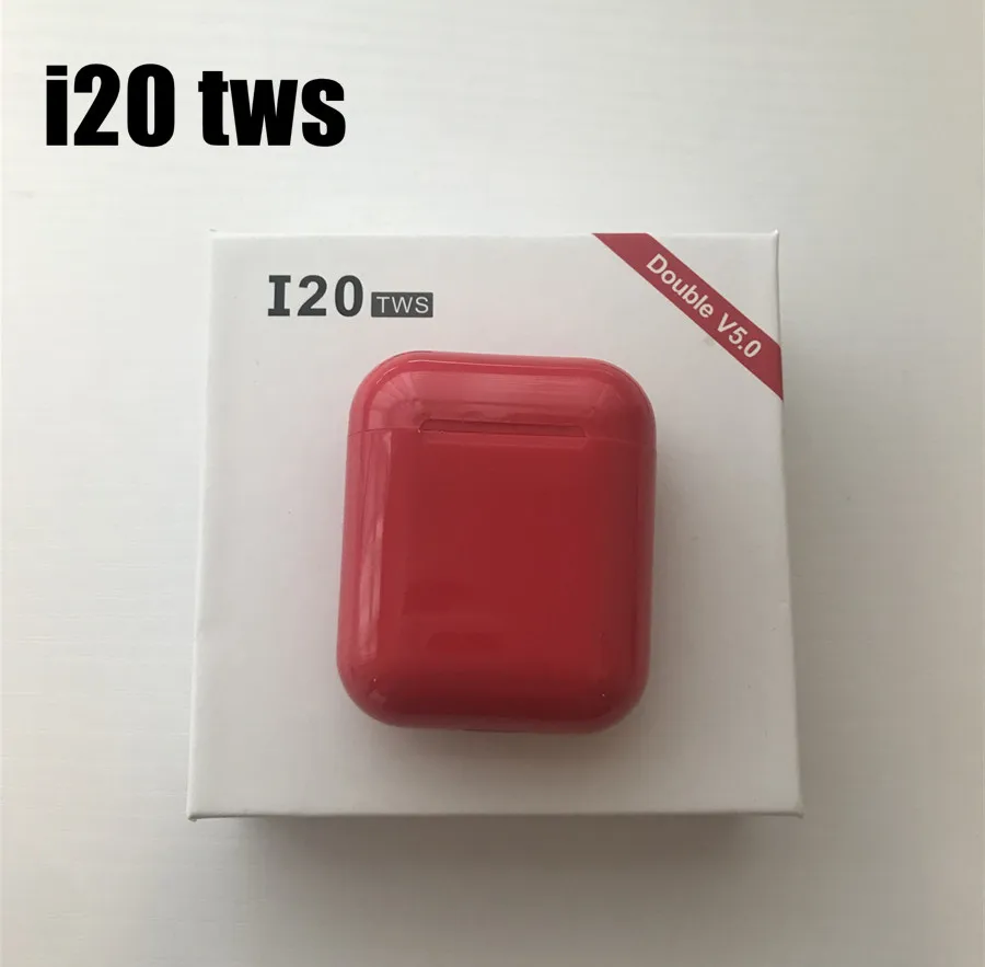 i20 red Новейшие i20 TWS Bluetooth 5,0 наушники 4D Bass Sound наушники беспроводные наушники для всех смартфонов PK W1 чип - Цвет: i20 red