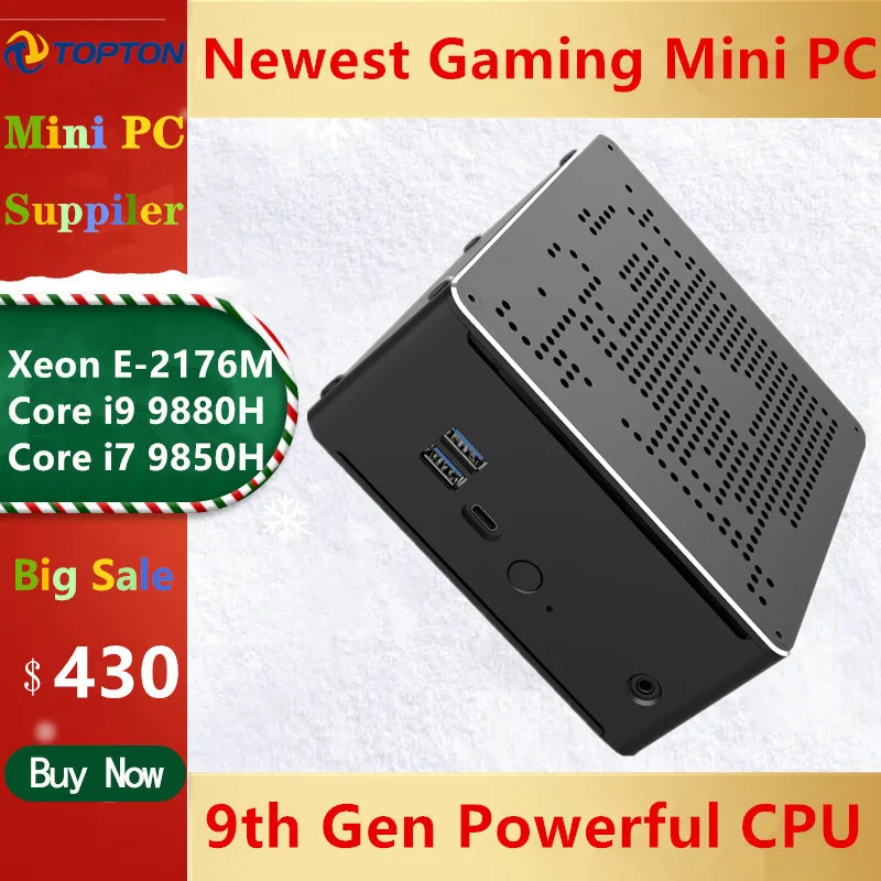 Newes Mini PC i9 9880H i7 9850H Xeon E 2186M 2 Lans * DDR4 64 Гб M.2 PCIE + 1*2 5 'SATA игровой компьютер Win10 Pro HDMI DP AC