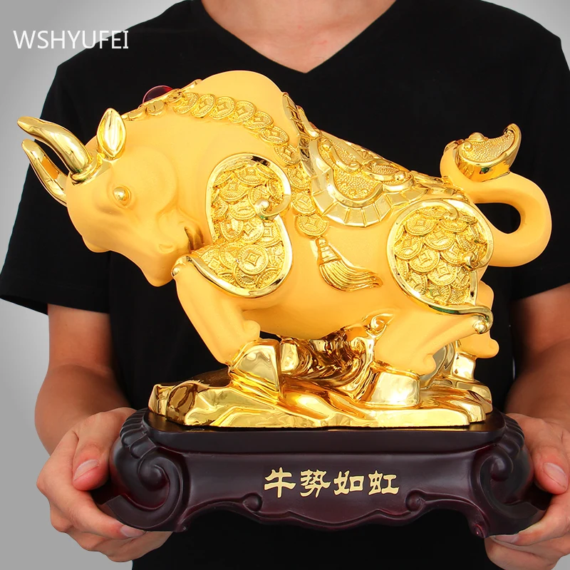

Traditional Resin Cattle Model Desktop Ornaments Living Room Wine Cabinet Lucky Fortune Decorations Home Decor Accessories