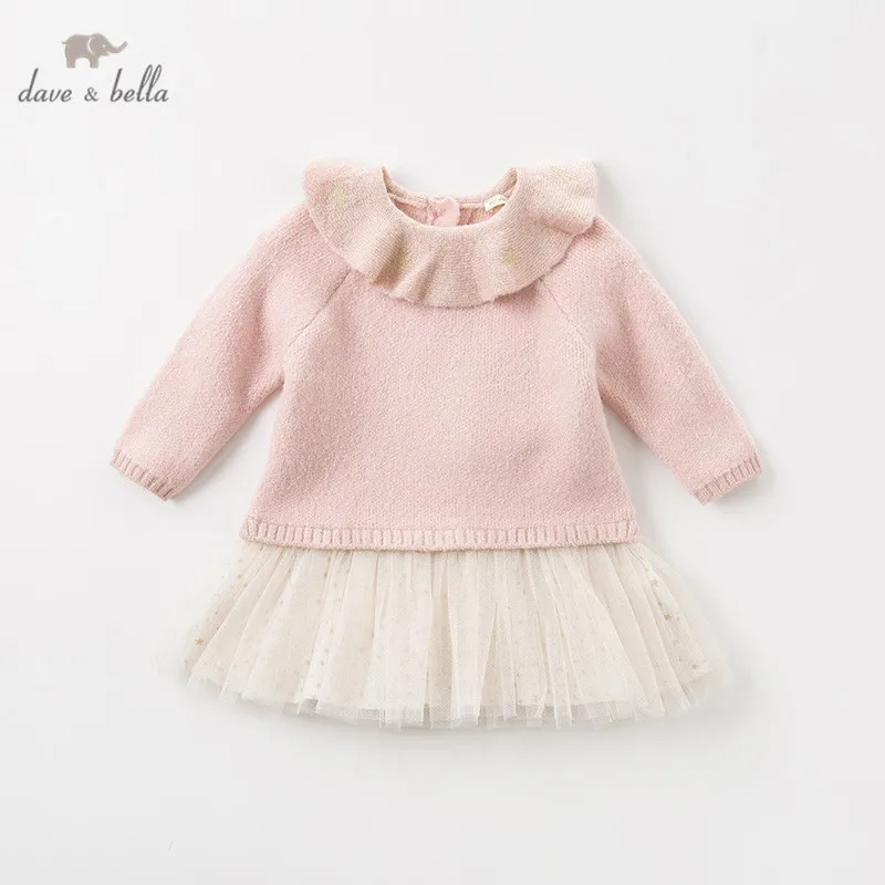 DB12223 dave bella/осенний свитер со звездами для маленьких девочек детское модное