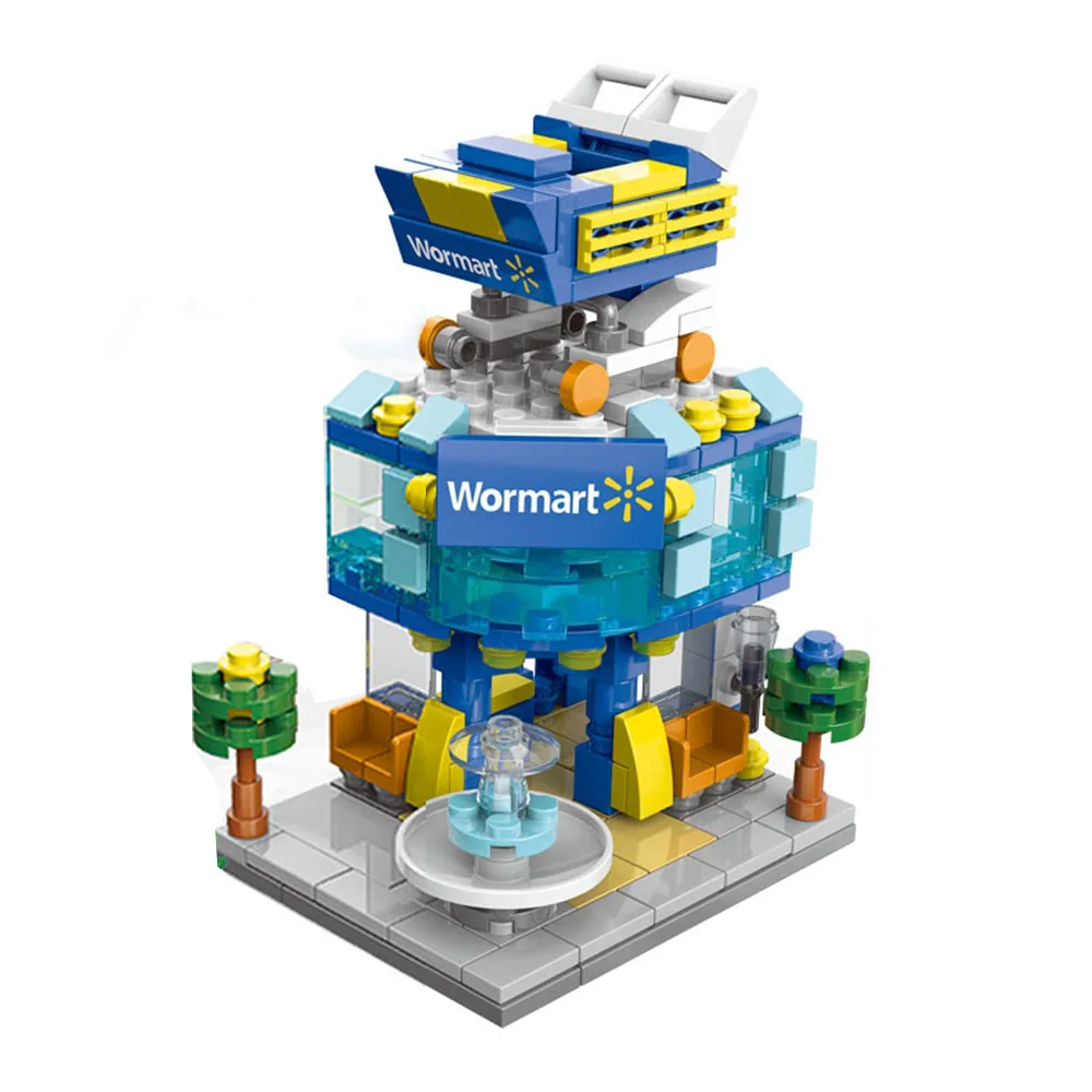 Городской уличный строительный блок Brikcs вид мини Отдел торт магазин кафе жареная