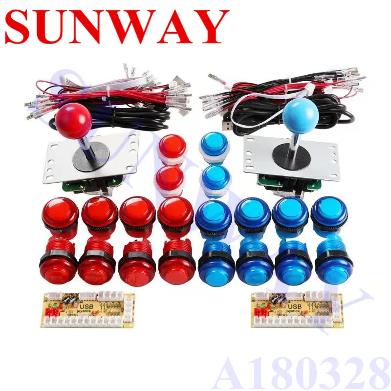 Аркадный джойстик набор сделай сам с 2 игроками USB 4 /8 Way контроллер светодиодная