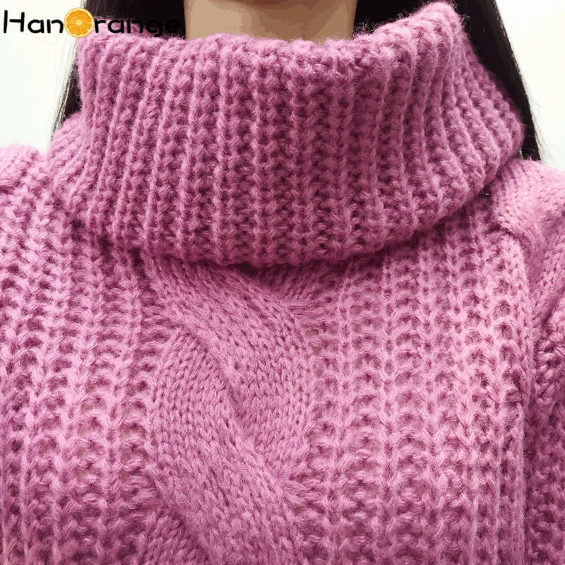 HanOrange/толстый свитер с высоким воротом Женский вязаный Осень-зима 2021 теплый