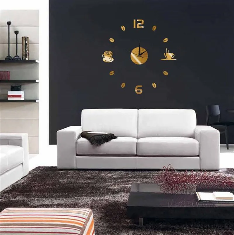 4 Colors 2019 Cup scale Wall Clock Frame Mirror Surface Stickers Children Bedroom 3D DIY Decoration Detachable Art | Дом и сад