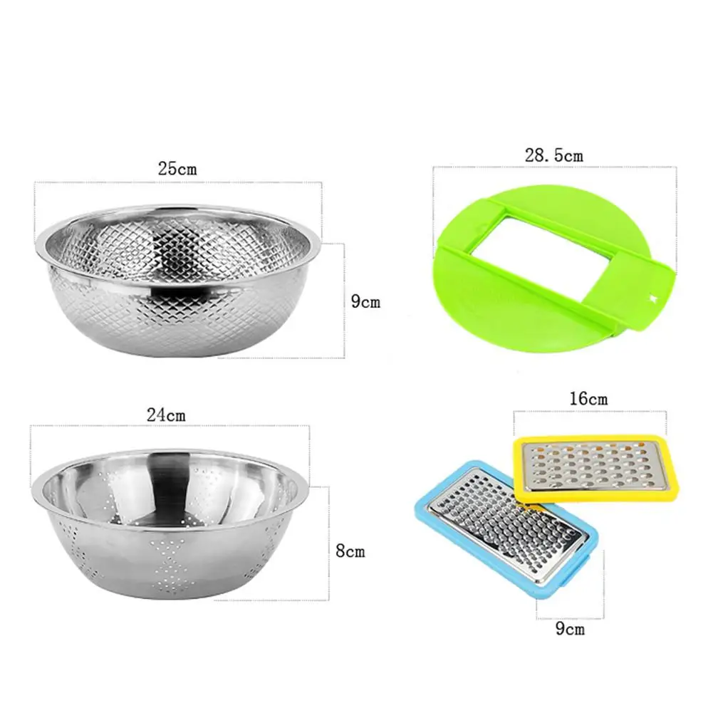 

Stainless Steel Multi-function Vegetable Cutting And Grater Five-piece Kitchen Washing Vegetables Rice Draining Artifact
