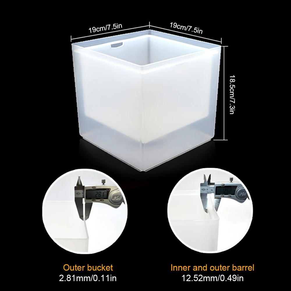 2PCS 1PC LED Ice Bucket RGB Color Changing Double Layer Square Bar Beer Ice Bucket Ice Wine Bucket 3.5 L for Party, Home, Bar