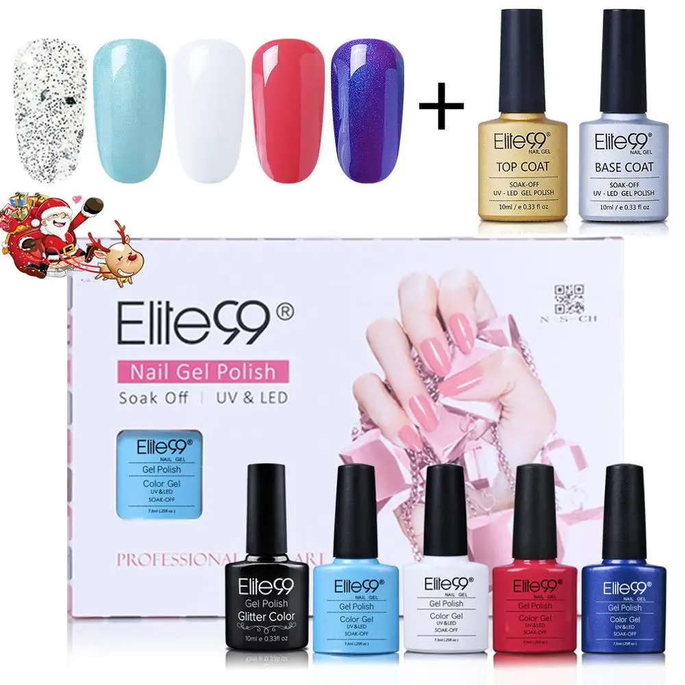 7 шт. подарочные наборы Elite99 флакон 3 мл чистый цвет Гель-лак Vernis усиленный праймер