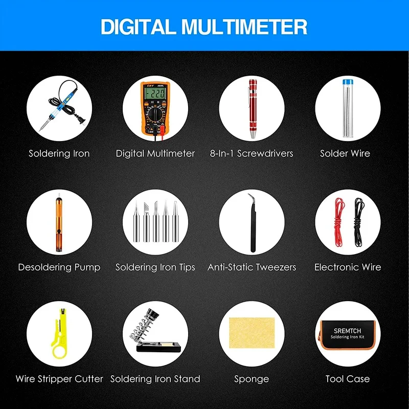 

2021 Solder iron Adjustable Temperature Soldering Iron kit 60W Welding Tools Repair Heater Soldering Gun With Multimeter