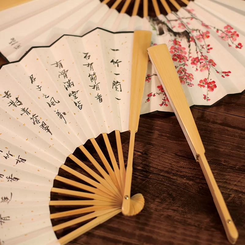 

Solid Color Retro Plain Crepe Fan Silk Folding Fans Plastic Wooden Fan Hand Luxury Personalized Bamboo Silk Handheld Fan BA60SZ