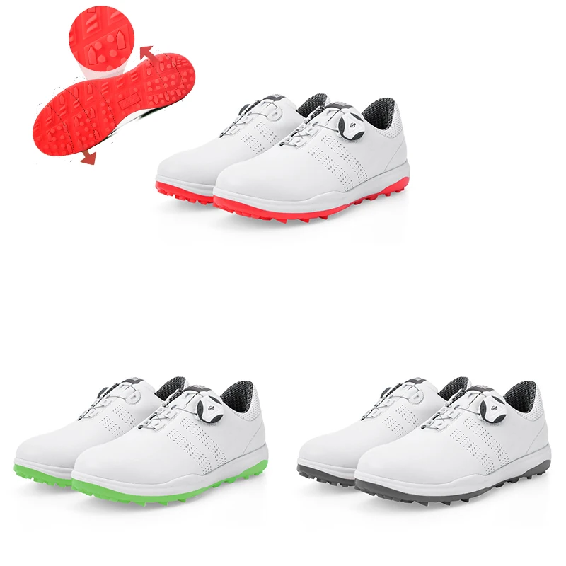 

Womens Golf Shoes Waterproof Lightweight Knob Buckle Shoelace Sneakers Ladies Breathable Non-Slip Spikes Trainers Casual Shoes