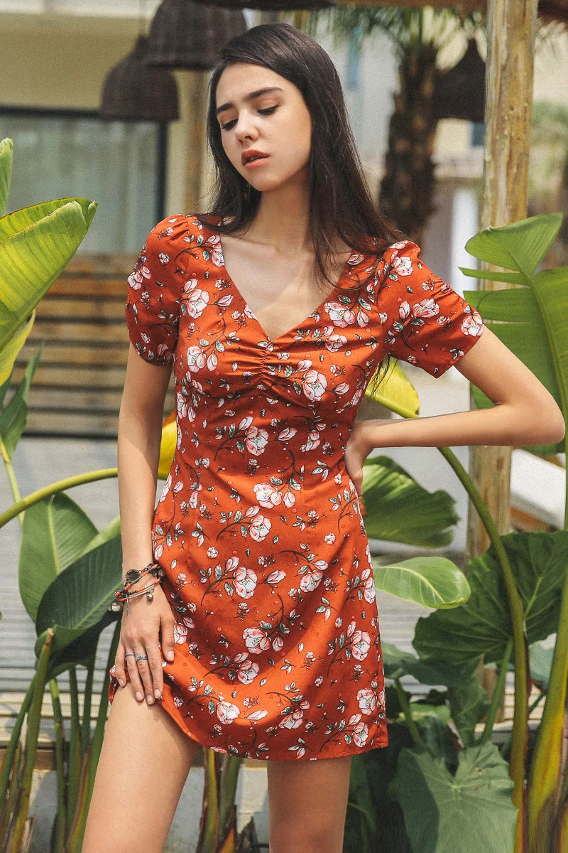 Rusttydustty 2020 Женская одежда Летние шифоновые платья с цветочным принтом уличные