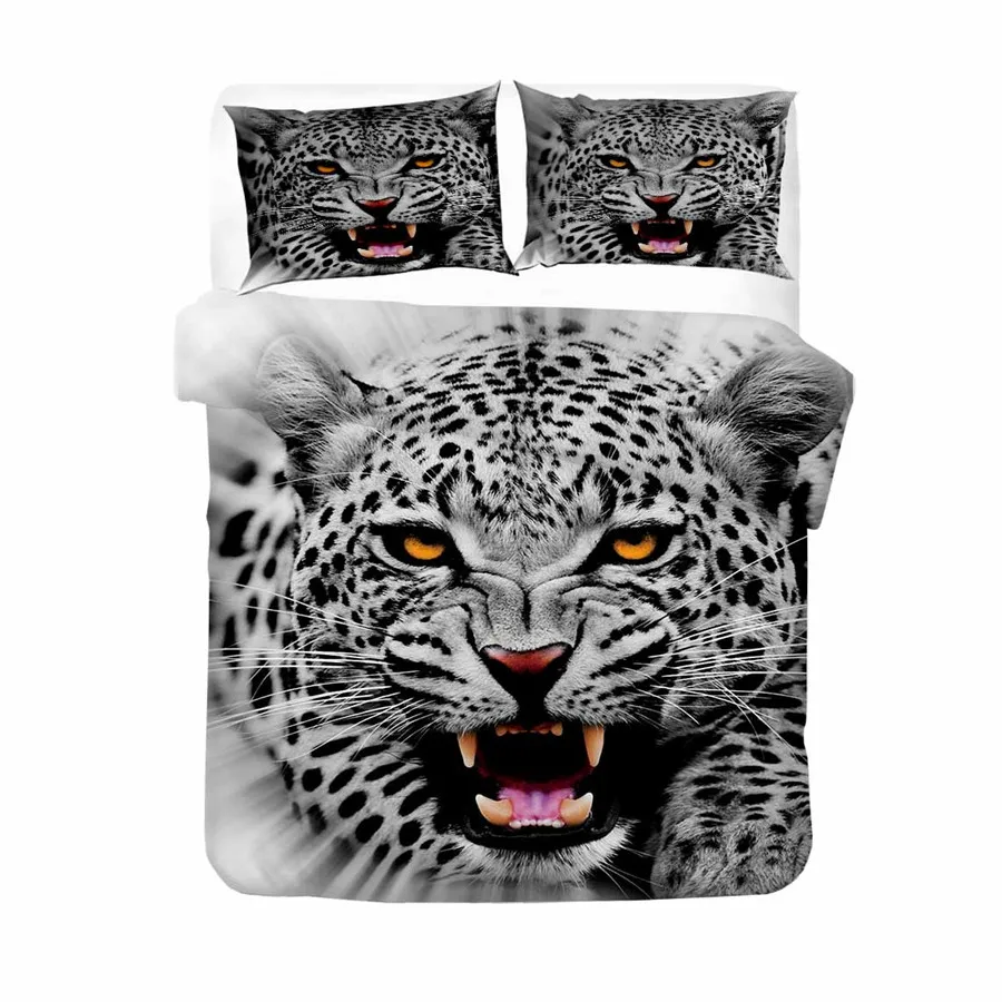 Комплект постельного белья с 3d-изображением снежной леопардовой расцветки
