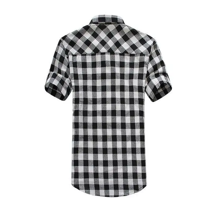 

Mens Check Shirt Flannel Brushed Cotton Short Sleeves Casual Slim Fit Top Plus Size