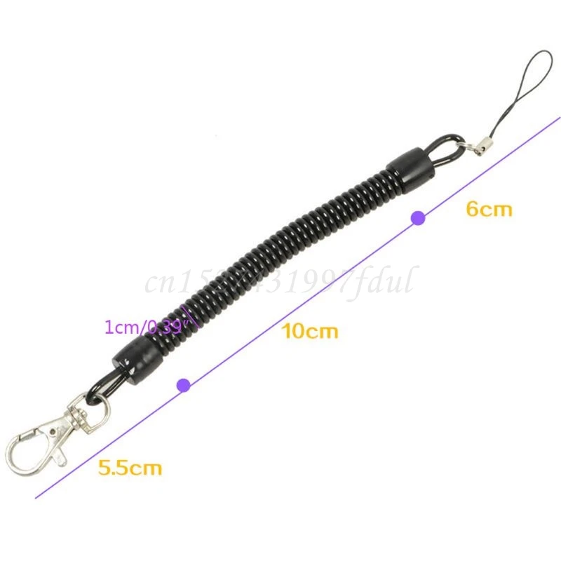 10Pcs Black Retractable Coil Cord Springs Keychain Swivel Lobster Clasp Keyring | Украшения и аксессуары