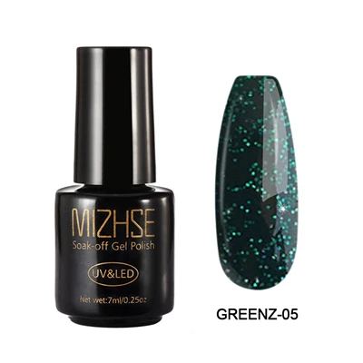 SetD10 GreenZ005 MIZHSE 7 мл Сияющий УФ-Гель-лак Алмазный Блеск Блестки Платиновый Гель-лак для ногтей Полупостоянный дизайн ногтей УФ и светодиодный Гель-лак - Цвет: SetD10 GreenZ005