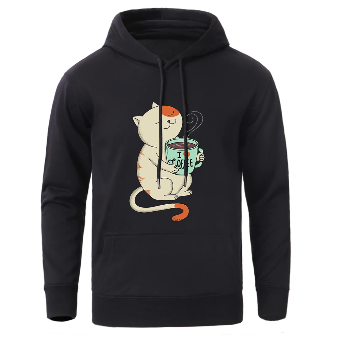 Толстовка мужская с капюшоном модная свободная повседневная кофта принтом кота