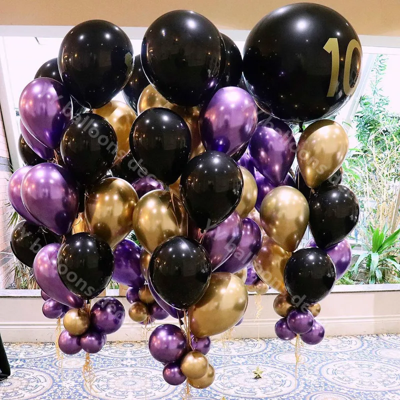 Макарон шар арочный Комплект Пастель черный 1 розовое золото Globos Свадебная