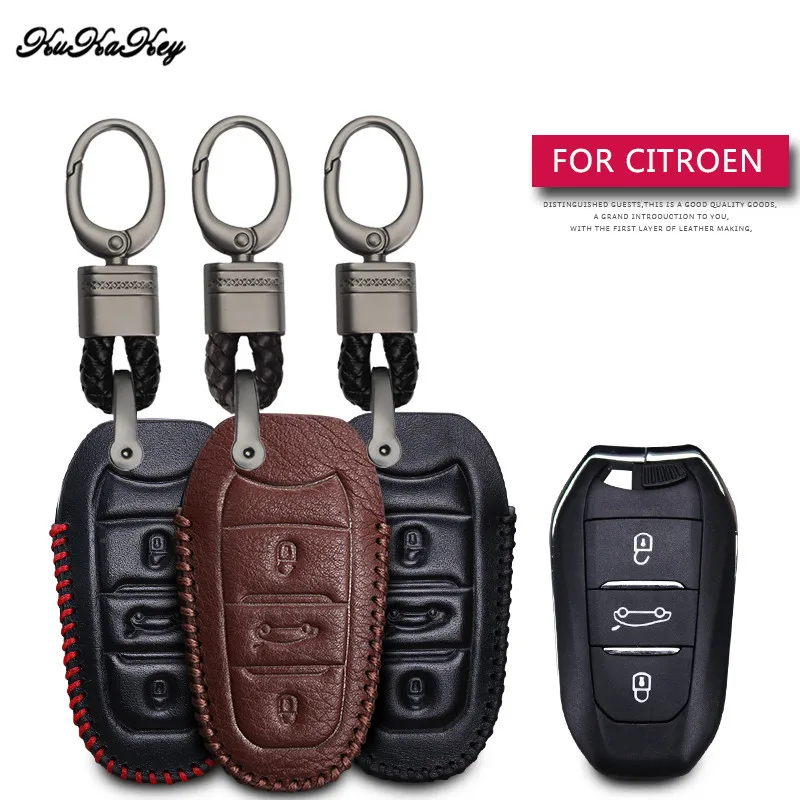 Кожаный чехол для автомобильных ключей защитный Citroen C5 C6 C4L C3XR DS 3 4 5 7 брелок
