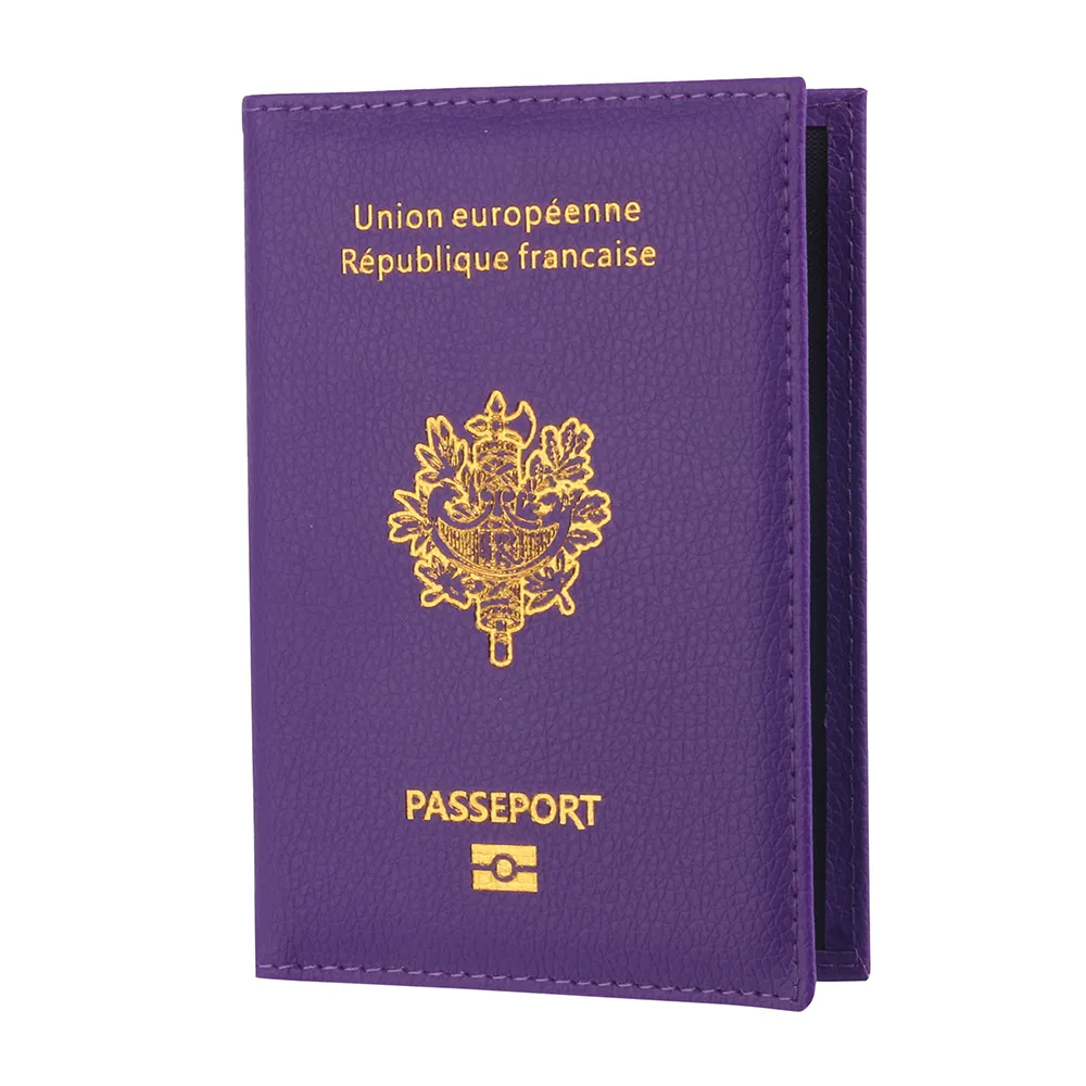 Purple Мягкая обложка для паспорта, Обложка для паспорта, держатель для карт, мужской или женский защитный кошелек, деловая сумка, кожа,, модная кожаная обложка для паспорта - Цвет: Purple