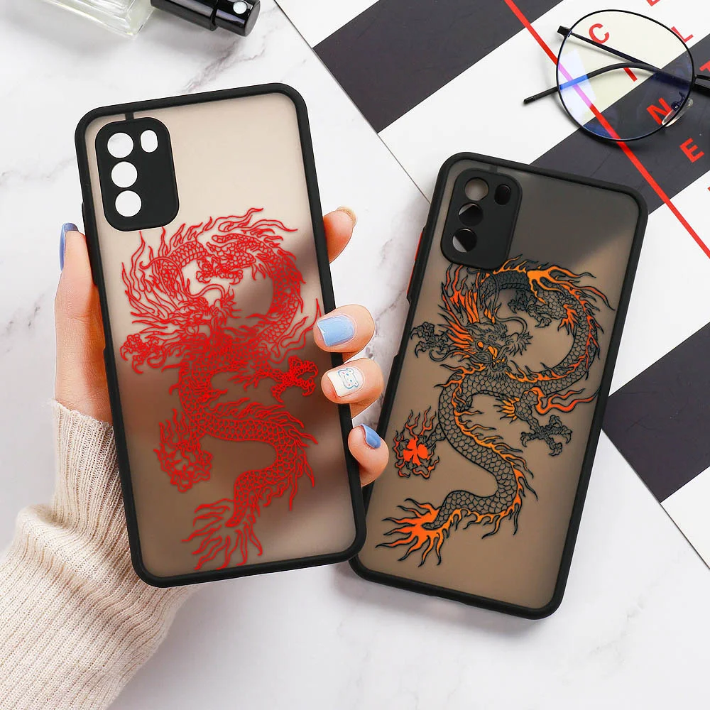 

Black Case for Poco X3 Pro Case for Xiaomi Poco X3 NFC X3 F3 M3 M2 Pro Bumper PC Silicon Matte Dragon Animal Pattern Cover Coque