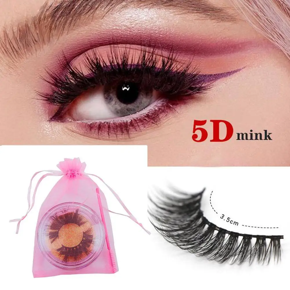 

25mm 5D Mink Hair False Eyelashes Soft Plump Fluffy Brush Round Eyelashes & Eyelash Set Box Set Transparent C6E2