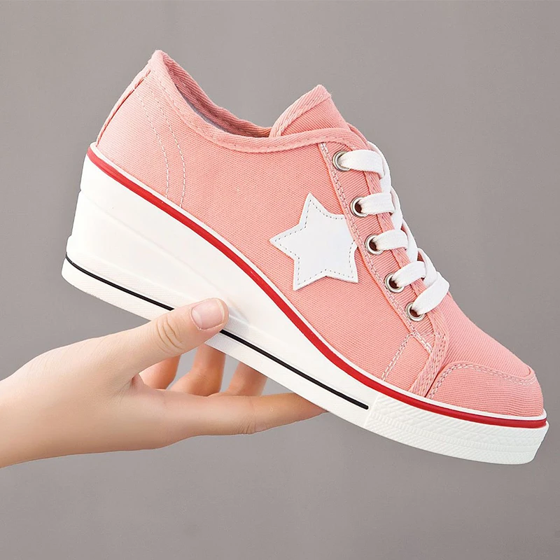 Прямая поставка коллекция 2019 года женские кроссовки на танкетке парусиновая