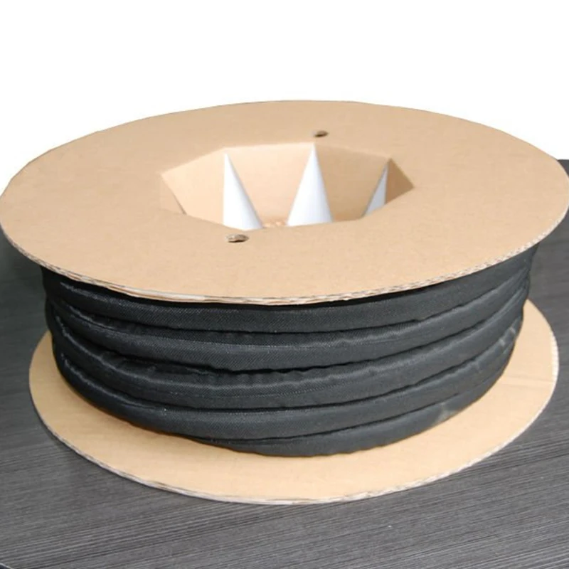 1-1/4 дюйма ID 32 мм Тканый Плетеный кабель без рукавов с разрезом черный Бесплатная