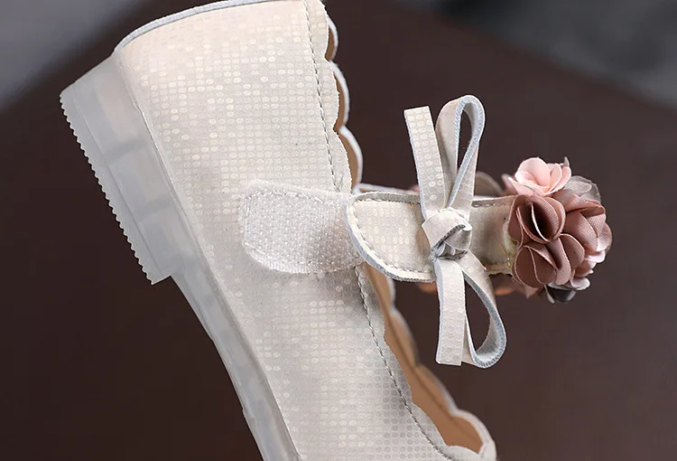 

Children's Flats Lace Big Flower Princess Party Performance Shoes Big Student Girl Shoes for Kids Soft Sole Leather Flats