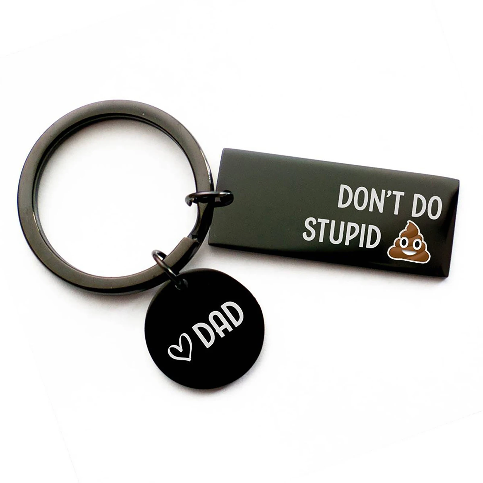 

Fashion Keychain & Keyring Round Black Stainless Steel Keychain Trendy Gifts To Mom Dad DIY Jewelry 3cm Dia.1 Piece