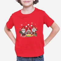 cute cartoon gnomes print kids tee shirt merry christmas boy red tops fashion winter home pajamas xmas children clothes new year