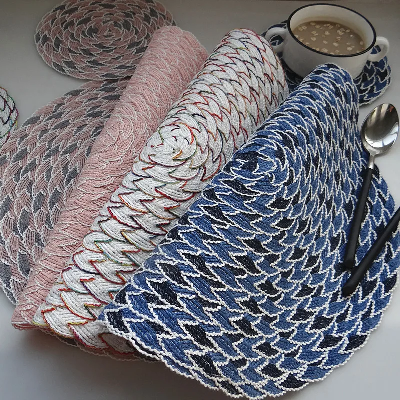 

PVC Cotton Placemat Yarn Lace Drink Coasters Dining Table Dish Cup Mat Bowl Tea Party Kitchen Accessories Decoration Home Decor