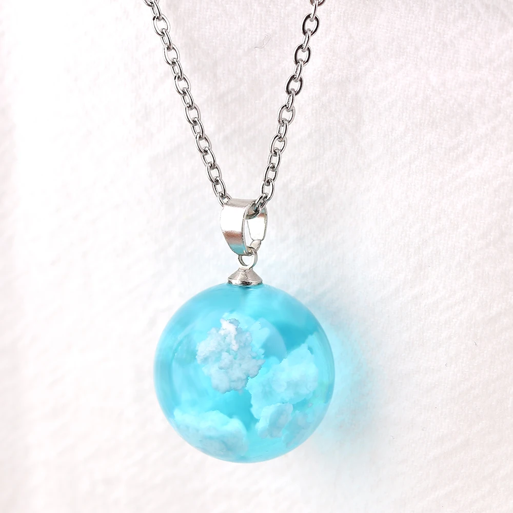 Ожерелье женское с подвеской в виде круглой Луны и шара из смолы|Ожерелья