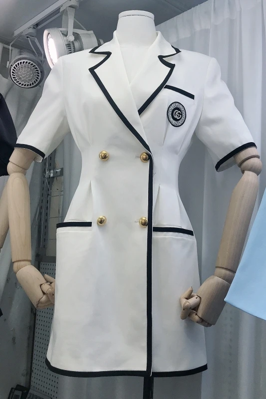 

Suit Dress for Women 2021 New Summer Fashion College Style Labeling Dress High Waist Slimming Cardigan Dress Female Short Dress