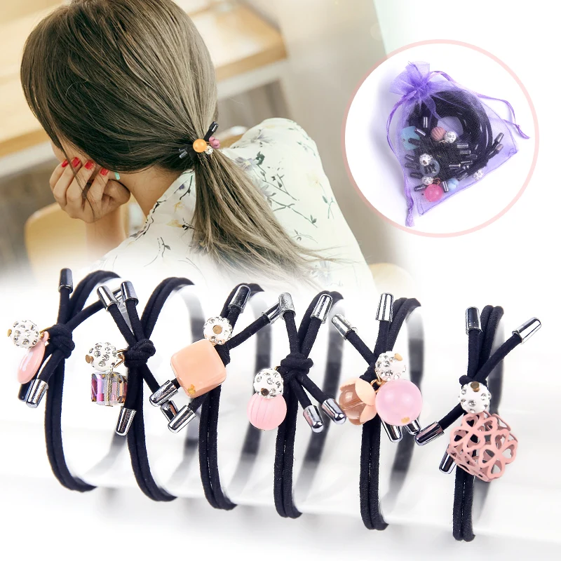 

Новинка, резинка для волос, аксессуары для волос, женский костюм, изысканное кольцо для волос из 6 предметов, марлевый пакет, головной убор, р...