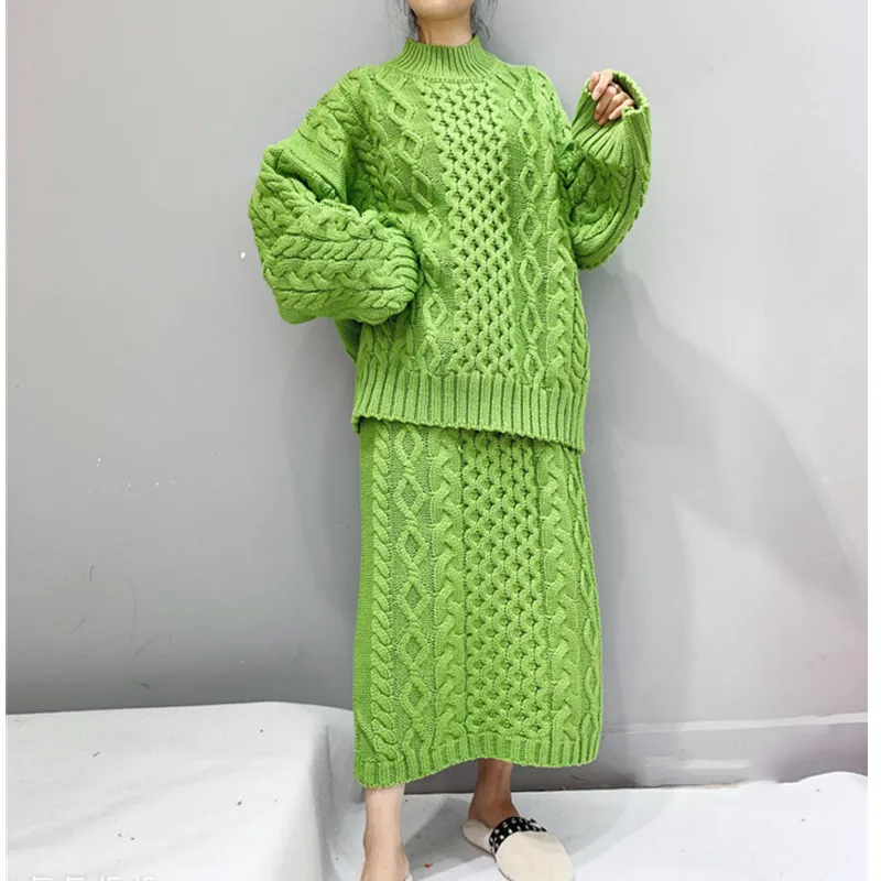 

Korean style design famous Women Sweaters Skirt and Knitted Top 2 Piece Sets Sweater Costumes T406